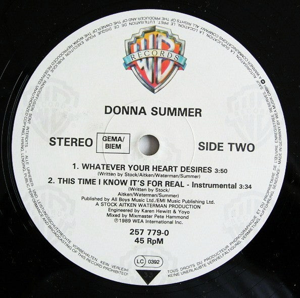 Donna Summer : This Time I Know It's For Real (12", Maxi)