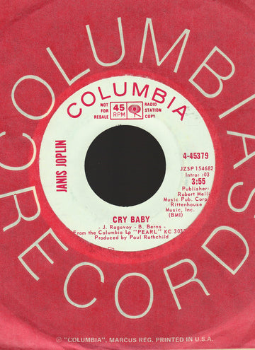 Janis Joplin : Cry Baby (7", Mono, Promo, Styrene)