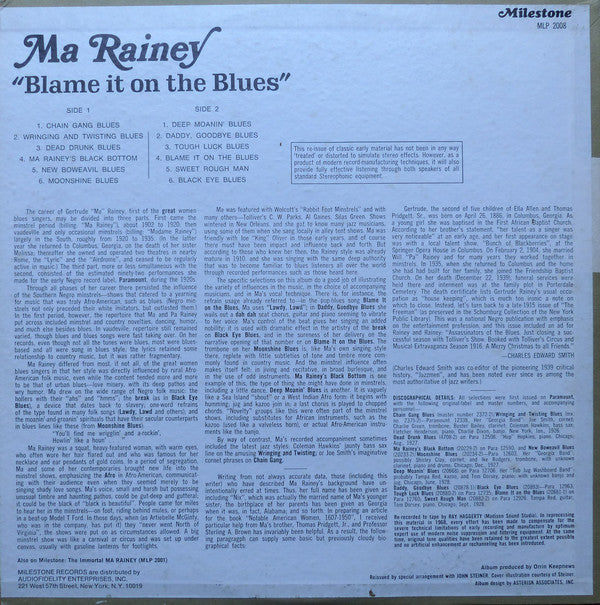 Ma Rainey : Blame It On The Blues (LP, Comp)