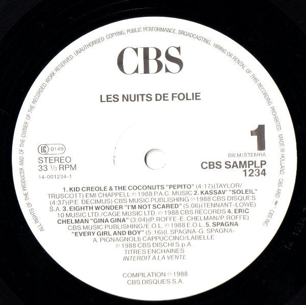 Various : Les Nuits De Folie (2xLP, Comp, Promo, Smplr)
