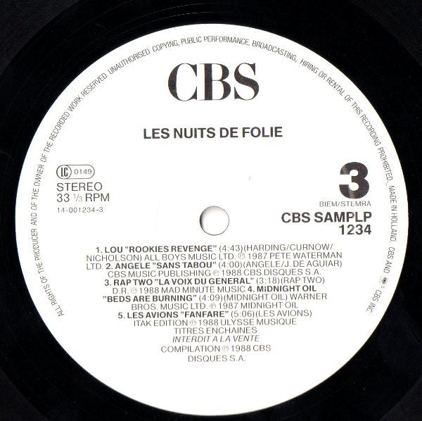 Various : Les Nuits De Folie (2xLP, Comp, Promo, Smplr)