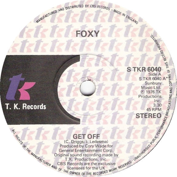 Foxy : Get Off  (7", Single, Sol)