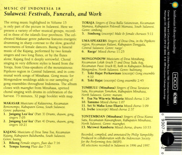 Various : Sulawesi: Festivals, Funerals, And Work (CD, Comp)