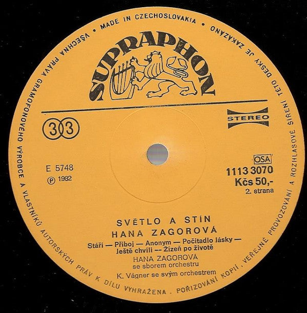 Hana Zagorová : Světlo A Stín (LP, Album, RP)