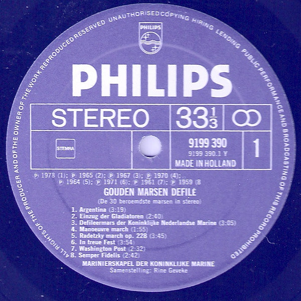 De Marinierskapel Der Koninklijke Marine : Gouden Marsen Defilé - De 30 Beroemdste Marsen In Stereo (2xLP, Comp, Gat)