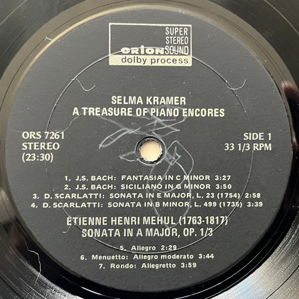 Selma Kramer : A Treasure Of Piano Encores (LP, Album)