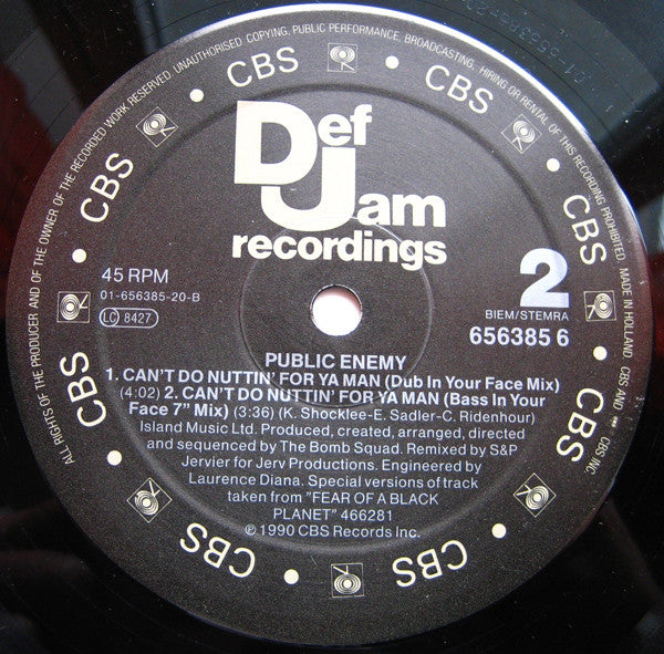 Public Enemy : Can't Do Nuttin' For Ya Man (12")