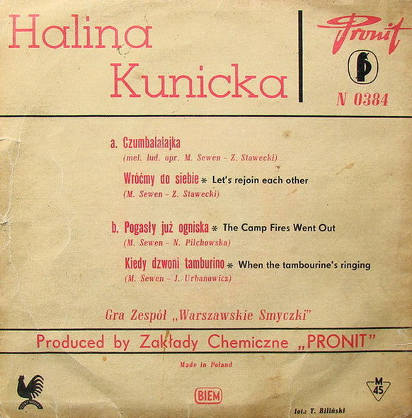 Halina Kunicka : Czumbalalajka (7", EP, Mono)