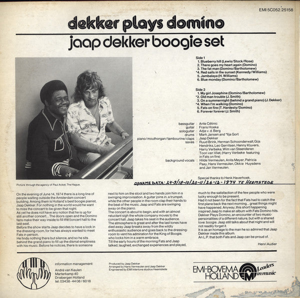 Jaap Dekker Boogie Set : Dekker Plays Domino (LP, Album)