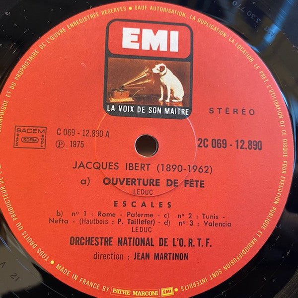 Jacques Ibert / Orchestre National De France, Jean Martinon : Escales - Ouverture De Fête - Tropismes Pour Des Amours Imaginaires (LP, RP, Gat)