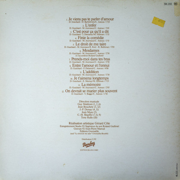 Daniel Guichard : Daniel Guichard (LP, Album, Gat)