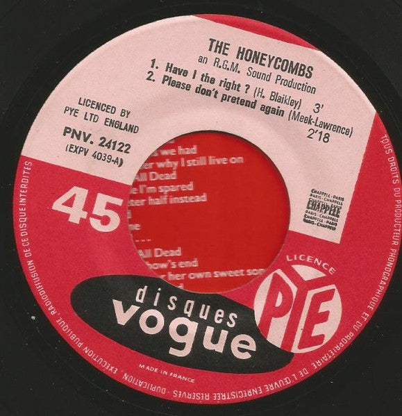 The Honeycombs / The Kinks : Have I The Right ? / Please Don't Pretend Again / You Really Got Me / It's All Right (7", EP)