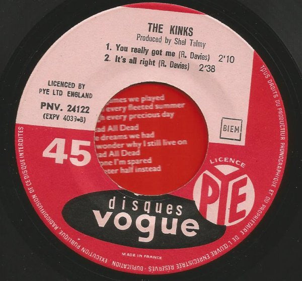 The Honeycombs / The Kinks : Have I The Right ? / Please Don't Pretend Again / You Really Got Me / It's All Right (7", EP)