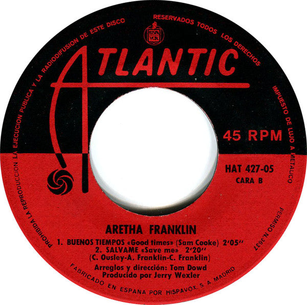 Aretha Franklin : Respeto / Nunca Quise A Un Hombre Como Te Quiero A Ti / Buenos Tiempos / Salvame (7", EP)