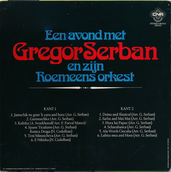 Gregor Serban Orchestra : Een Avond Met Gregor Serban En Zijn Roemeens Orkest (LP)