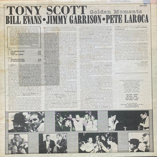 Tony Scott (2) with Bill Evans • Jimmy Garrison • Pete La Roca : Golden Moments (LP, Album)