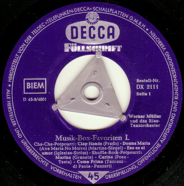 Werner Müller Und Das RIAS Tanzorchester : Music-Box-Favoriten Nr. 1 (7", EP, Mono)