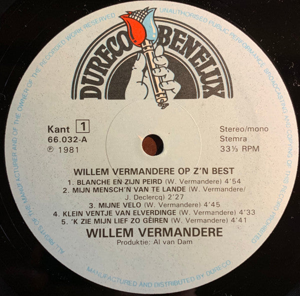 Willem Vermandere : Op Z'n Best (LP, Comp)