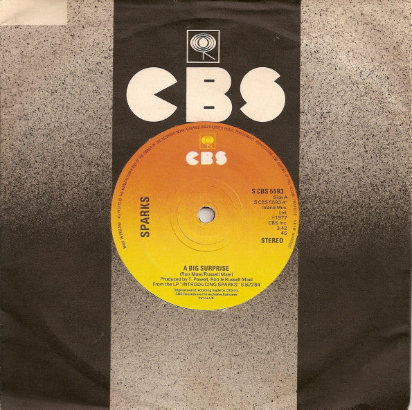 Sparks : A Big Surprise (7", Single)