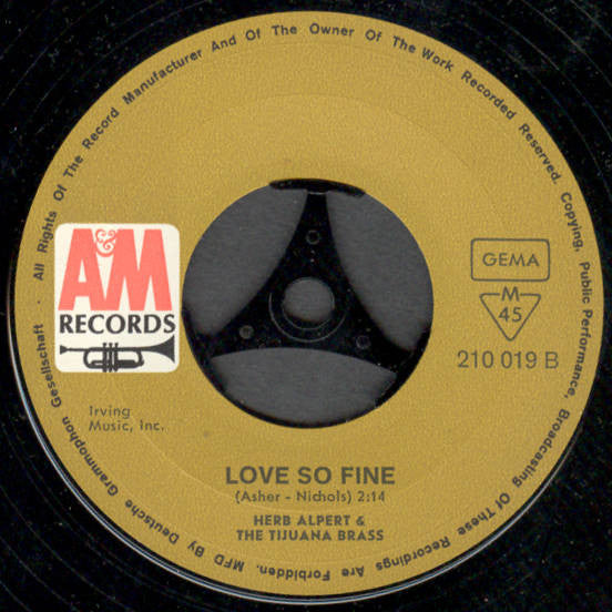 Herb Alpert & The Tijuana Brass : Carmen / Love So Fine (7", Single)