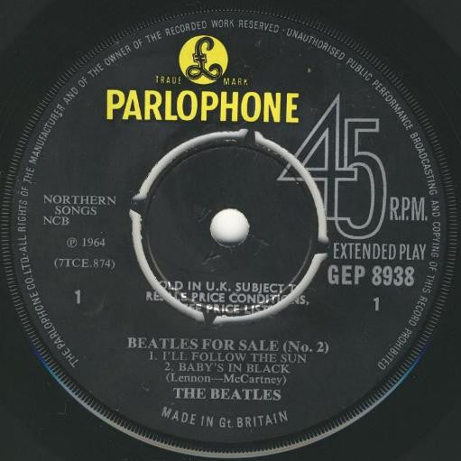 The Beatles : Beatles For Sale (No. 2) (7", EP, Mono)