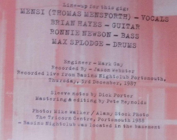 Angelic Upstarts : Live At The Basins Nightclub '87 (LP)