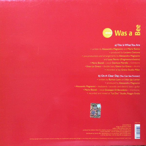 Was A Bee : This Is What You Are / On A Clear Day (12", Single)