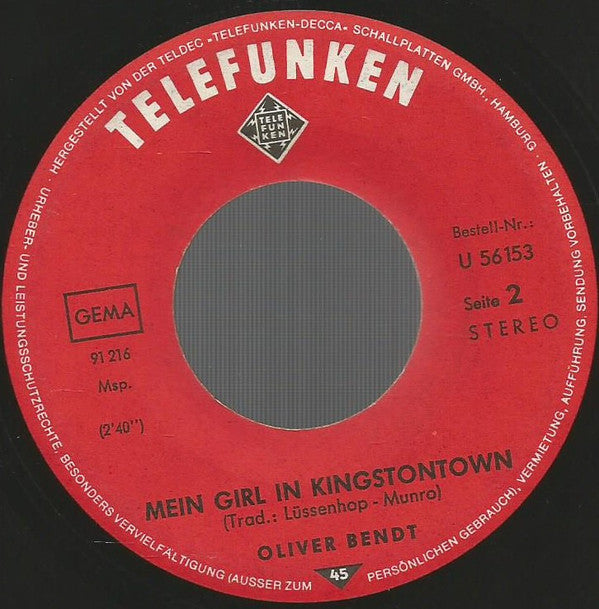 Oliver Bendt : Was Ich Tat, Tat Ich Nur Für Maria (7", Single)