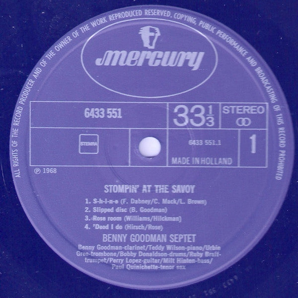 Benny Goodman Septet : Stompin' At The Savoy (LP, RE)
