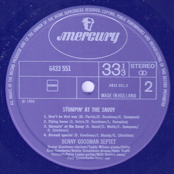 Benny Goodman Septet : Stompin' At The Savoy (LP, RE)