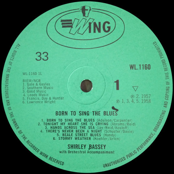 Shirley Bassey : Born To Sing The Blues (LP, Comp, RE)