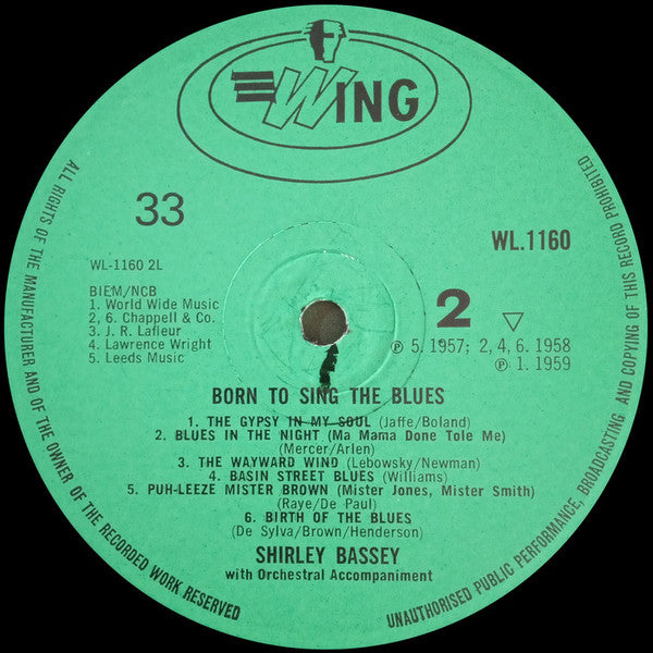 Shirley Bassey : Born To Sing The Blues (LP, Comp, RE)