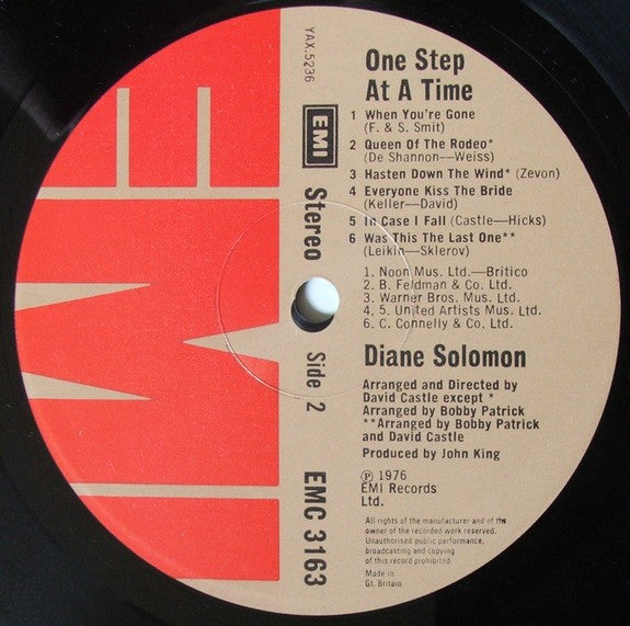 Diane Solomon : One Step At A Time (LP, Album)