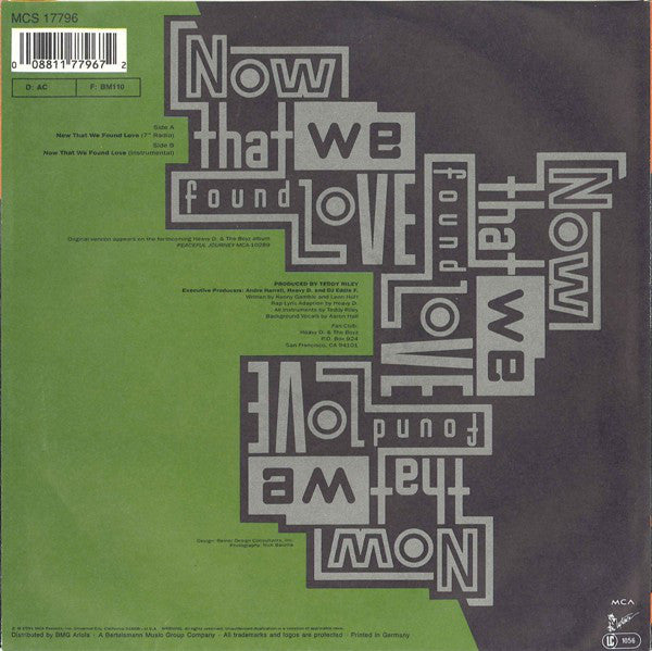 Heavy D. & The Boyz : Now That We Found Love (7", Single)