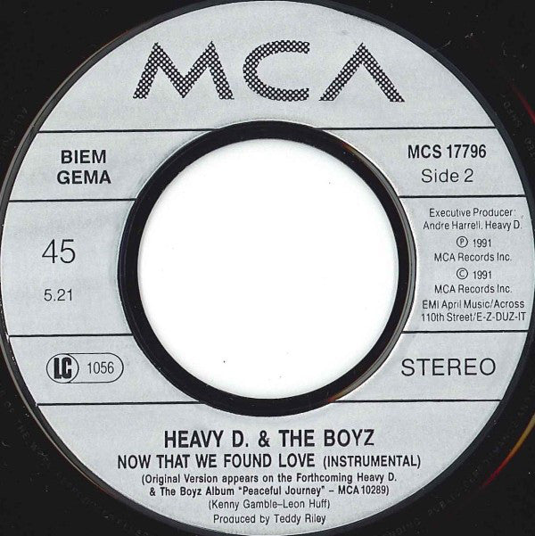 Heavy D. & The Boyz : Now That We Found Love (7", Single)