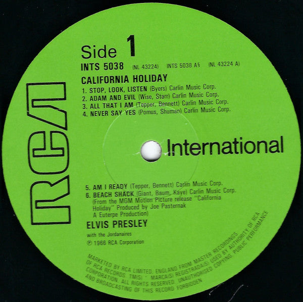 Elvis Presley : California Holiday (LP, Album, RE, EMI)