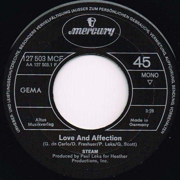 Steam : Love And Affection (7", Single, Mono)