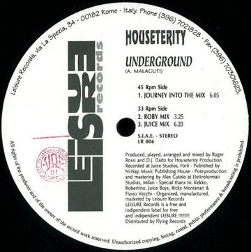 Pride Is Proud Presents Houseterity : Underground (12")