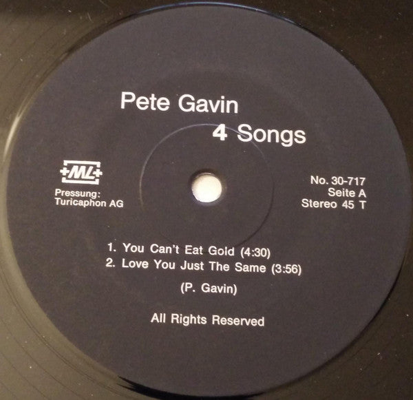 Pete Gavin (2) : 4 Songs (12")