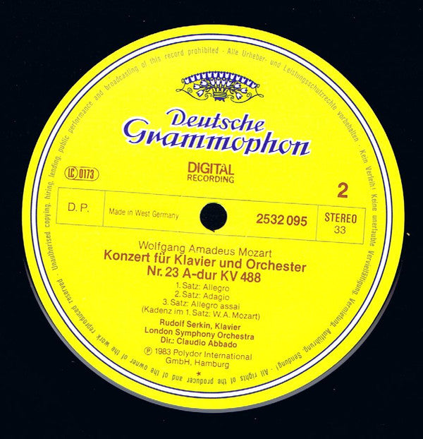 Wolfgang Amadeus Mozart – London Symphony Orchestra - Rudolf Serkin · Claudio Abbado : Klavierkonzerte · Piano Concertos Nos. 21 & 23 (LP, RP)