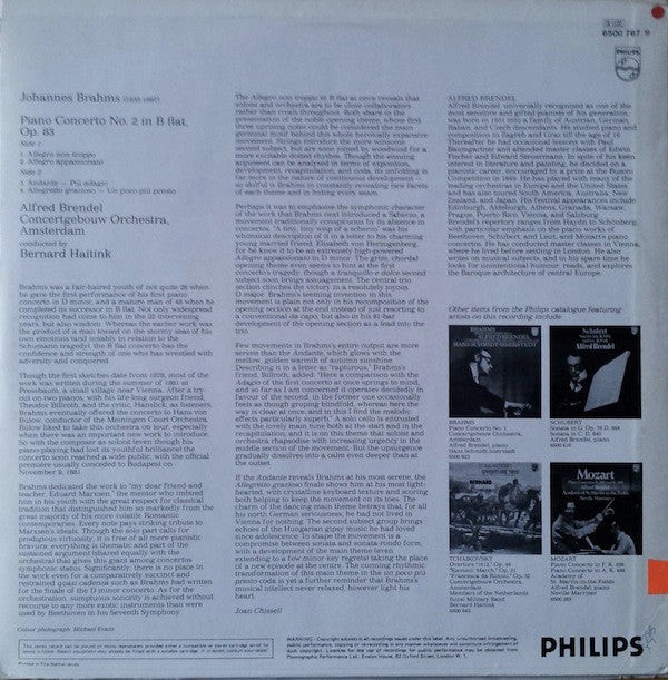 Brahms* - Alfred Brendel, Concertgebouw Orchestra, Amsterdam*, Bernard Haitink : Piano Concerto No. 2 (LP)