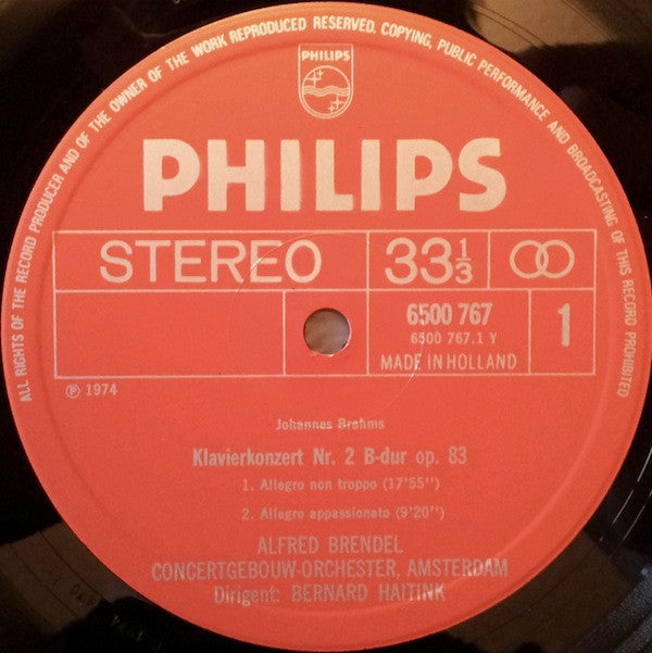 Brahms* - Alfred Brendel, Concertgebouw Orchestra, Amsterdam*, Bernard Haitink : Piano Concerto No. 2 (LP)