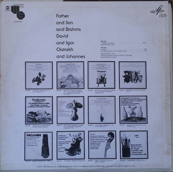 David* And Igor Oistrakh* And Johannes* : Father And Son And Brahms (LP, Mono)