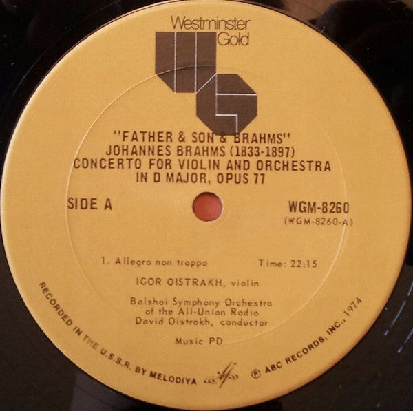 David* And Igor Oistrakh* And Johannes* : Father And Son And Brahms (LP, Mono)
