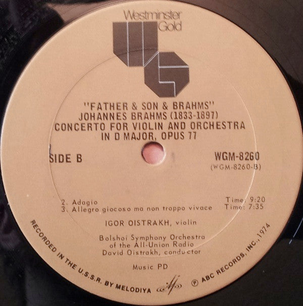 David* And Igor Oistrakh* And Johannes* : Father And Son And Brahms (LP, Mono)