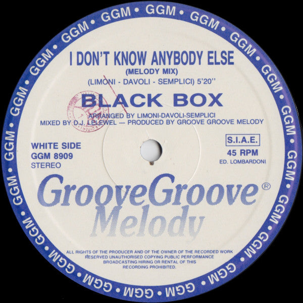 Black Box : I Don't Know Anybody Else (12")