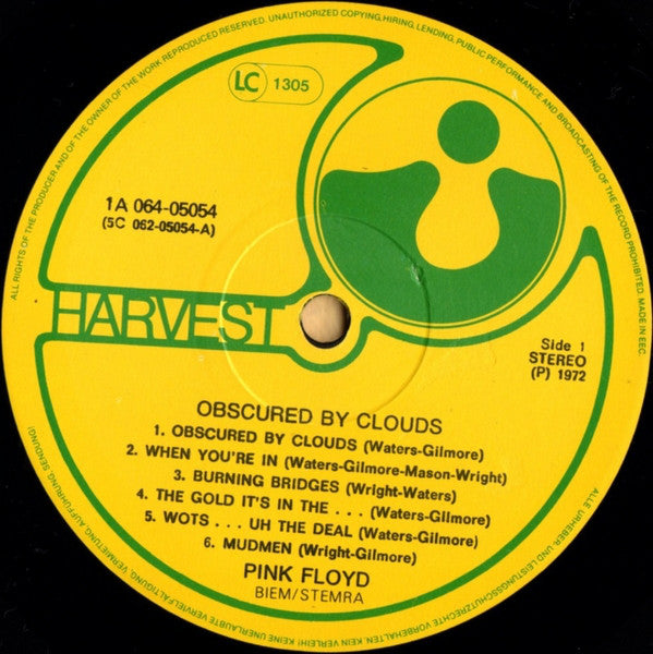 Pink Floyd : Obscured By Clouds (LP, Album, RE)
