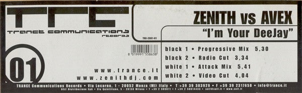 Zenith vs Avex : I'm Your Deejay (12")