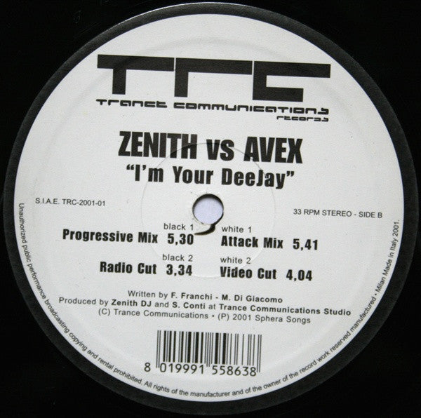 Zenith vs Avex : I'm Your Deejay (12")