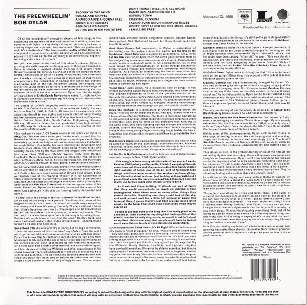 Bob Dylan : The Freewheelin' Bob Dylan (LP, Album, RSD, Mono, RE, Opt)